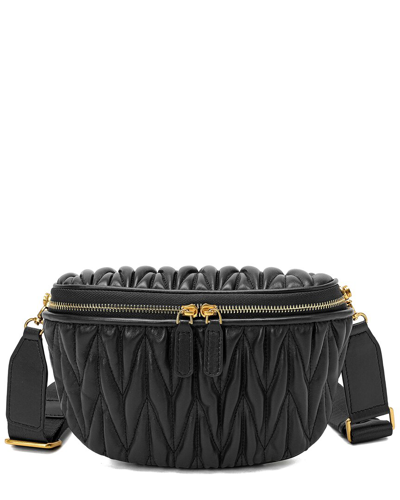 Tiffany & Fred Paris Full-grain Pleated Leather Bag In Black