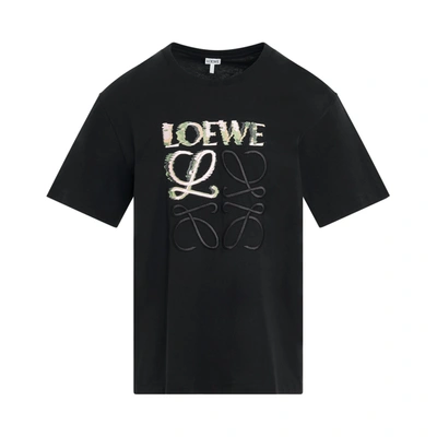 Loewe Embroidered Blurred Logo T-shirt In Black