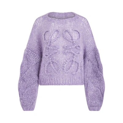 Loewe Anagram Mohair-blend Sweater In Purple