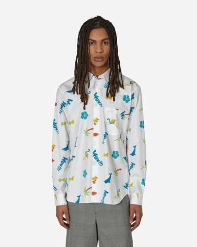 Comme Des Garçons Homme Deux Printed Longsleeve Shirt In White