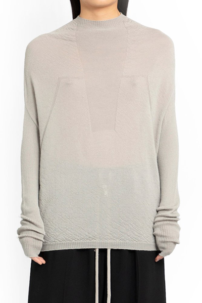 Rick Owens Crater Knitted Crewneck Jumper In White