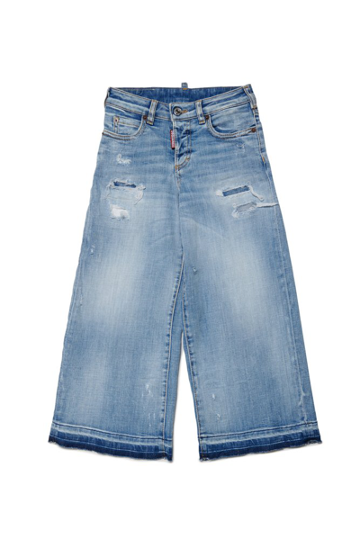 Dsquared2 Kids' Page Wide-leg Jeans In Blue