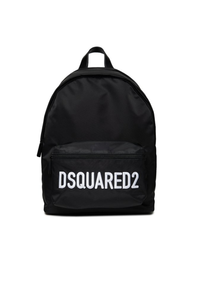 Dsquared2 Kids' Logo刺绣双肩包 In Black
