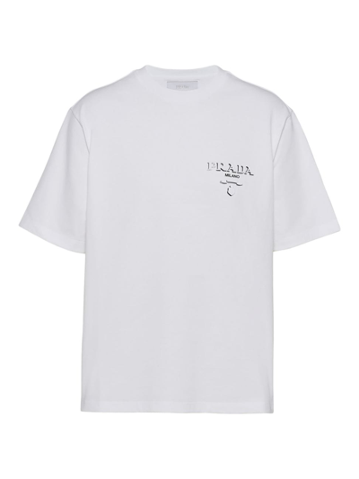 Prada T-shirt Aus Baumwolle In White