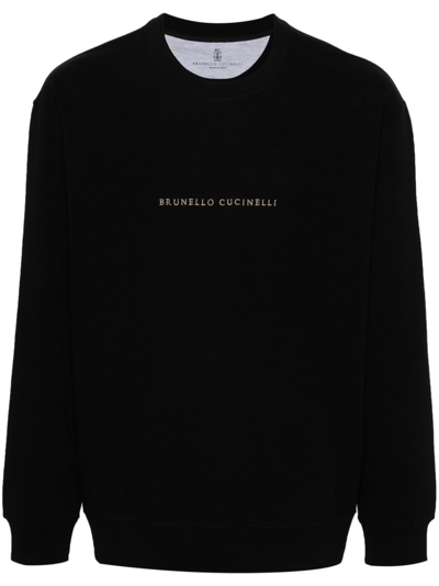 Brunello Cucinelli Logo-embroidered Sweatshirt In Black