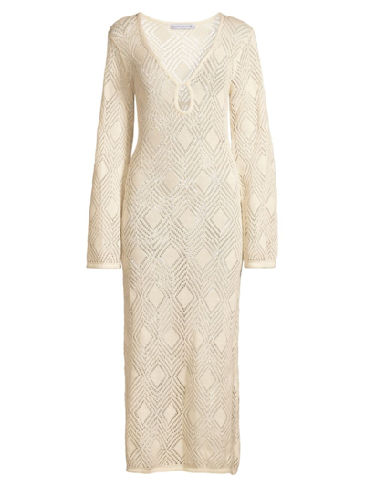 Faithfull The Brand + Net Sustain Serena Pointelle-knit Cotton Maxi Dress In White