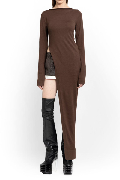 Rick Owens Longline Knitted Top In Brown