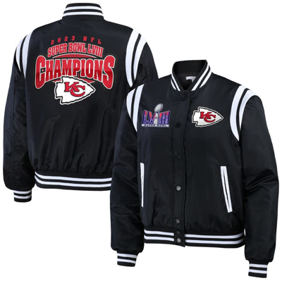 Wear By Erin Andrews Black Kansas City Chiefs Super Bowl Lviii Champions Varsity Bomber Jacket