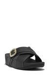 Fitflop Lulu Crystal Buckle Platform Slide Sandal In Black