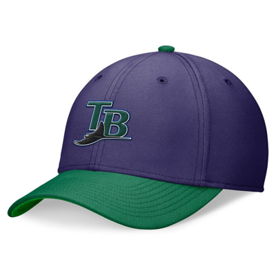 Nike Men's  Purple, Green Tampa Bay Rays Cooperstown Collection Rewind Swooshflex Performance Hat In Purple,green