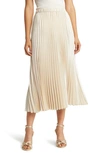 Anne Klein Pleated Satin Midi Skirt In Anne White