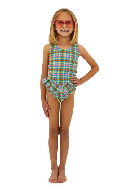 Beach Riot Kids' Little Willow One-piece Swimsuit In Sunny Side Gingham