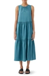 Eileen Fisher Tiered Silk Dress In River