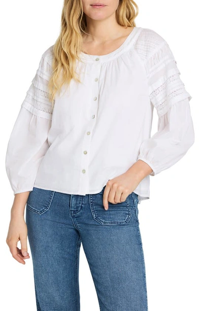 Faherty Enna Lace Inset Organic Cotton Top In White