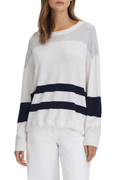 Reiss Allegra Stripe Crewneck Sweater In White/gray