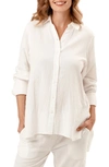 Nom Maternity The Everyday Gauze Maternity Button-up Shirt In White
