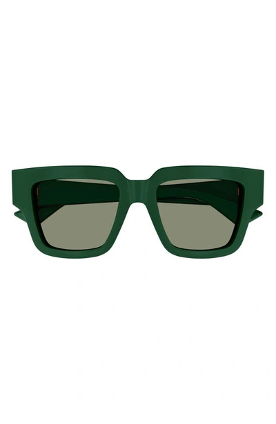 Bottega Veneta Engraved Logo Acetate Square Sunglasses In Shiny Solid Dark