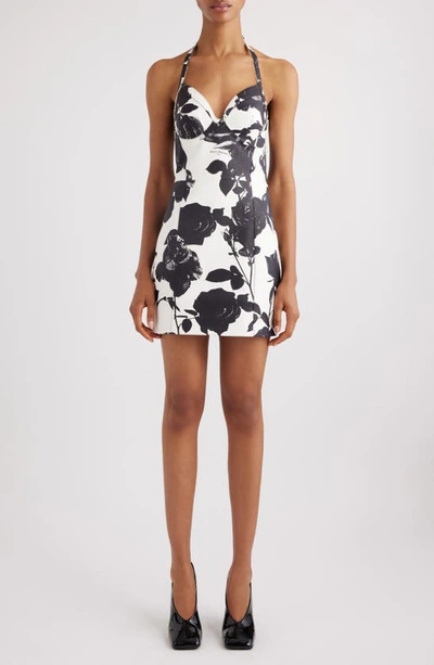 Balmain Printed Backless Leather Dress In White