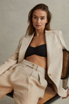 Reiss Natural Linen Single Breasted Suit Blazer