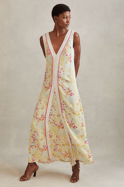 Reiss Eliza - Pink/yellow Floral Print Maxi Dress, Us 0