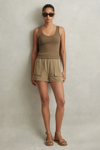 Reiss Isador - Khaki Drawstring Shorts With Tencel™ Fibers, Us 12