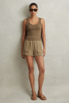 Reiss Khaki Isador Drawstring Shorts With Tencel™ Fibers In Khaki
