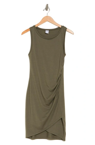 Melrose And Market Leith Ruched Body-con Sleeveless Dress In Olive Kalamata