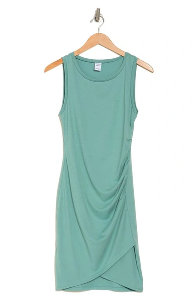 Melrose And Market Leith Ruched Body-con Sleeveless Dress In Green Seaglass