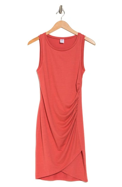 Melrose And Market Leith Ruched Body-con Sleeveless Dress In Red Cranberry