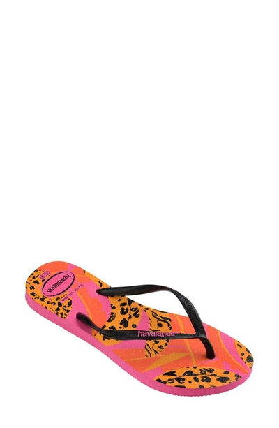 Havaianas Slim Flip Flop In Pink Flux