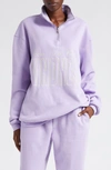 The Mayfair Group Choose Kindness Embroidered Quarter Zip Pullover In Lavender