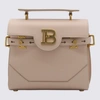 Balmain Structured Leather Handbag With Adjustable Strap In Nude