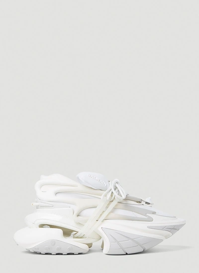 Balmain Leather Unicorn Runner Sneakers In White