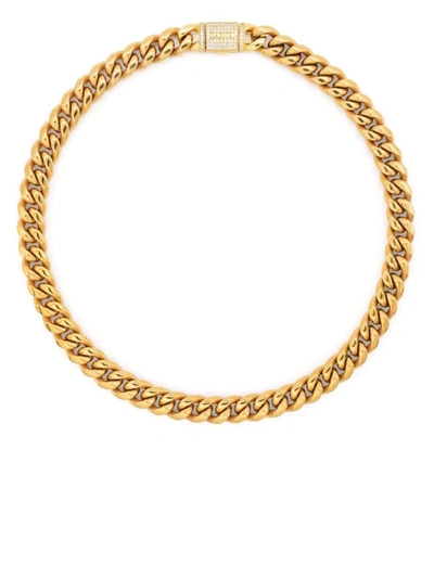 Darkai Cuban-chain Gold-plated Necklace In Grey