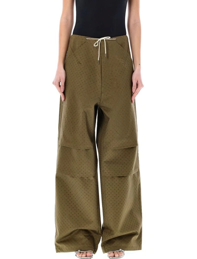 Darkpark Daisy Crystal Studded Pants In Military Green