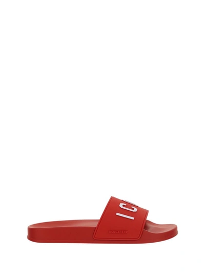 Dsquared2 Man Sandals Red Size 11 Rubber