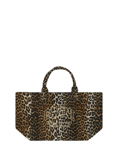 Ganni Shopper Xxl Print In Leopard