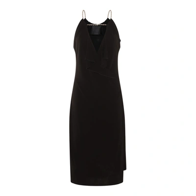 Givenchy Viscose Dress With Embellished Neckline And Draped Detailing In Black