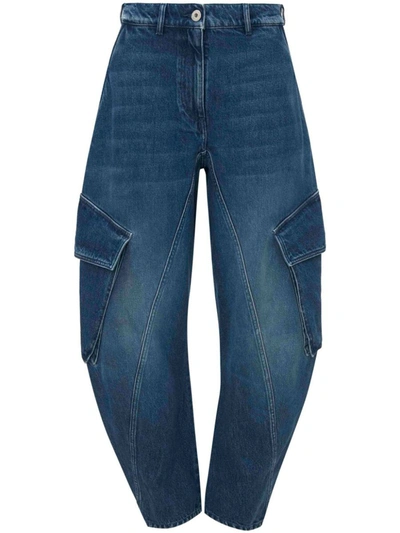 Jw Anderson Twisted Cargo Jeans In Blue