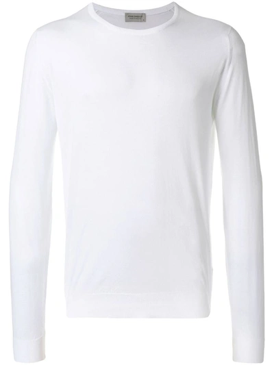 John Smedley Crewneck Sea Island Cotton Pullover In White