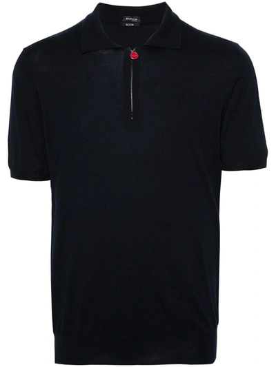 Kiton Fine-knit Polo Shirt In Blue