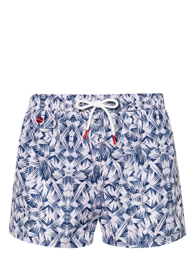 Kiton Abstract-print Swim Shorts In Blue