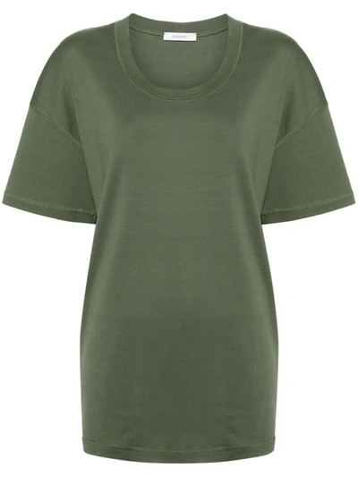 Lemaire Scoop-neck Cotton T-shirt In Smoky Green