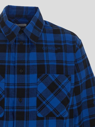 Off-white Check-print Zip-up Shirt In Blue