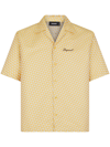 Dsquared2 Mens Yellow Grey Jacquard-pattern Regular-fit Woven Shirt