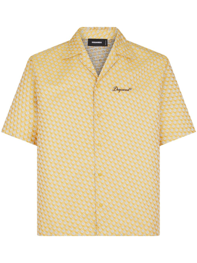 Dsquared2 Geometric-print Short-sleeve Shirt In Yellow