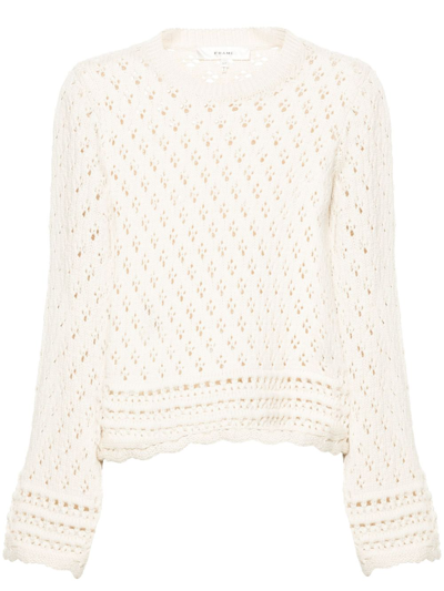 Frame Crew-neck Crochet-knit Jumper In White