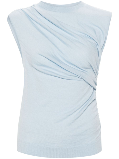 Tove Vita Draped Merino Top In Blue