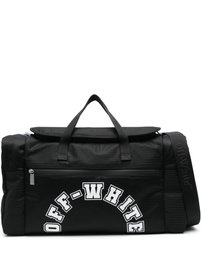 Off-white Logo-print Perforated Holdall In Black