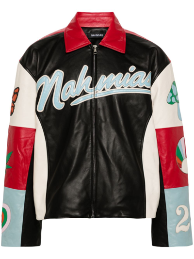 Nahmias Black Moto Colour-block Leather Jacket